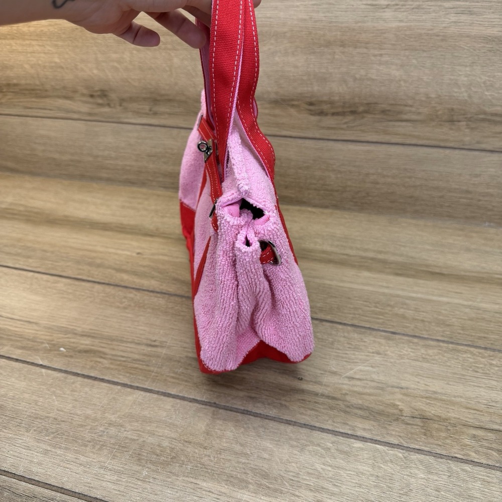 NEW Boatkin Sunwin Madaket Small Classic Tote Bag Terry Cloth Canvas Red Pink - Picture 6 of 11
